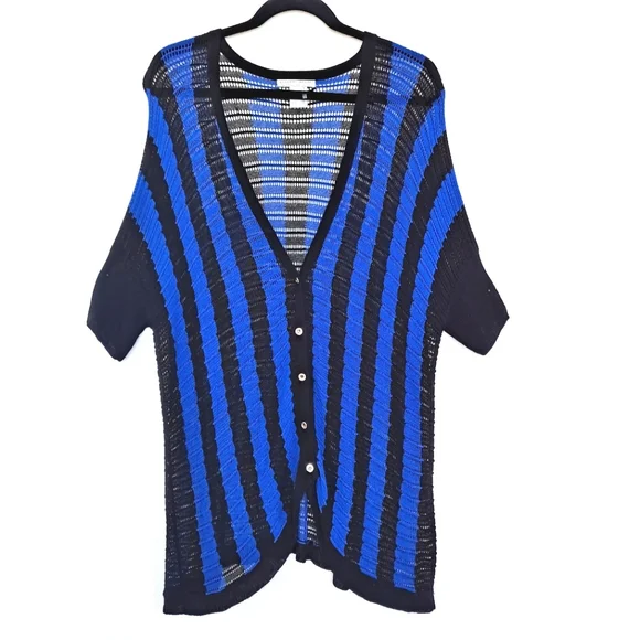 Alberto Makali Sweaters Alberto Makali Open Crochet Knit Blue